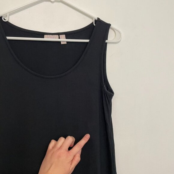 LOGO BY LORI GOLDSTEIN Layers Tank Top with Broomstick Hem Black Polka Dot Mesh - Picture 9 of 16